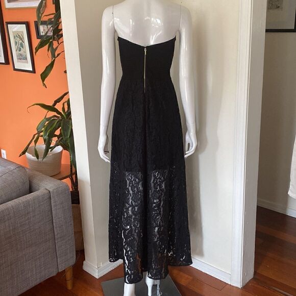 BEBE Witchy Goth Strapless Bandage Lace Maxi Dress Size Small - Picture 6 of 10